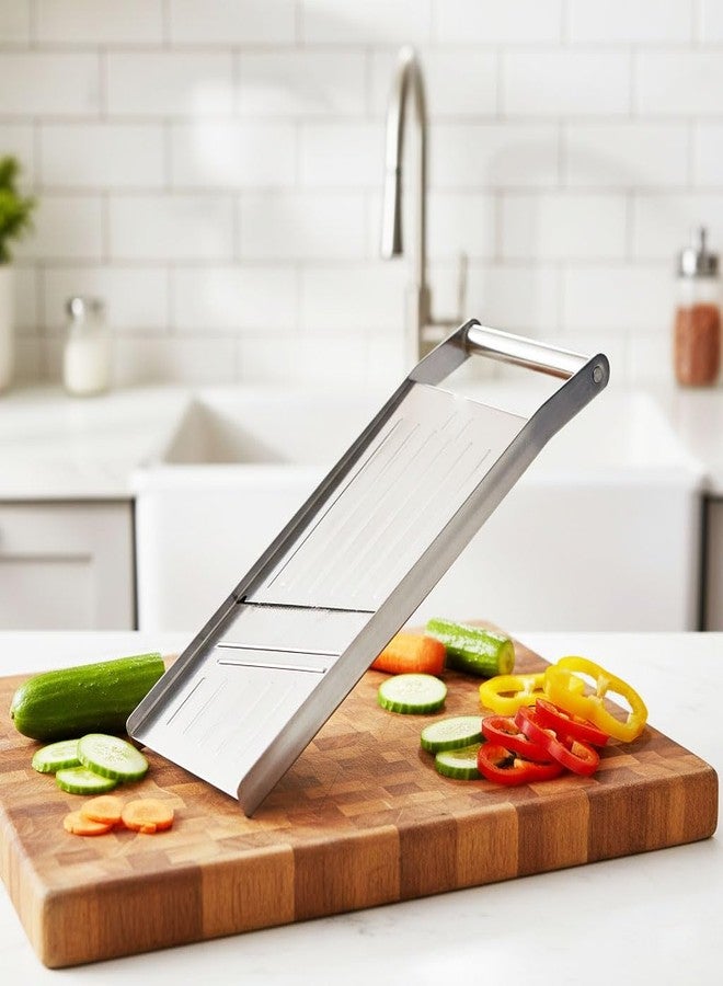 faas Stainless Steel Slicer/Plain Slicer/Potato Slicer/Manual Potato Chips Cutter/Vegetable Cutter/Mandoline Slicer for Kitchen with Safety Holder Kitchen Tools (Full Steel Slicer-1pcs) - Image 1